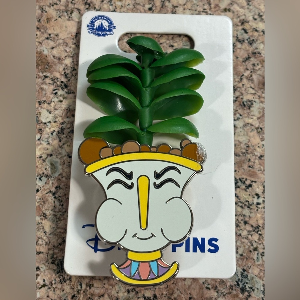 Disney Parks CHIP Succulent Plant Pin 3D Plastic Plant Beauty & The Beast